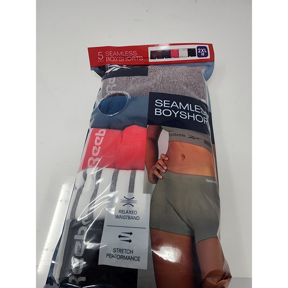 Reebok Womens Seamless Boyshorts Multicolor Nylon Blend Athletic Size 2XL